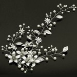 Tiara Ti029EE Argintie pentru mirese cu crystale si perle
